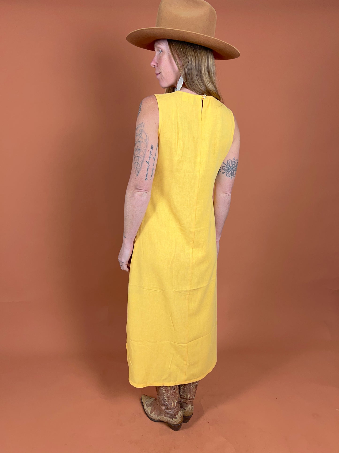 VINTAGE 90's Pastel Yellow Dress 8