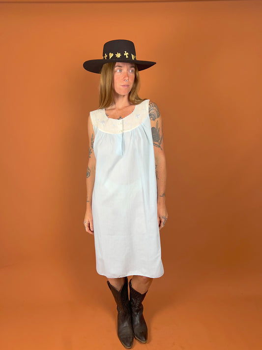 VTG 80's Cotton Embroidered & Lace Night Dress 14