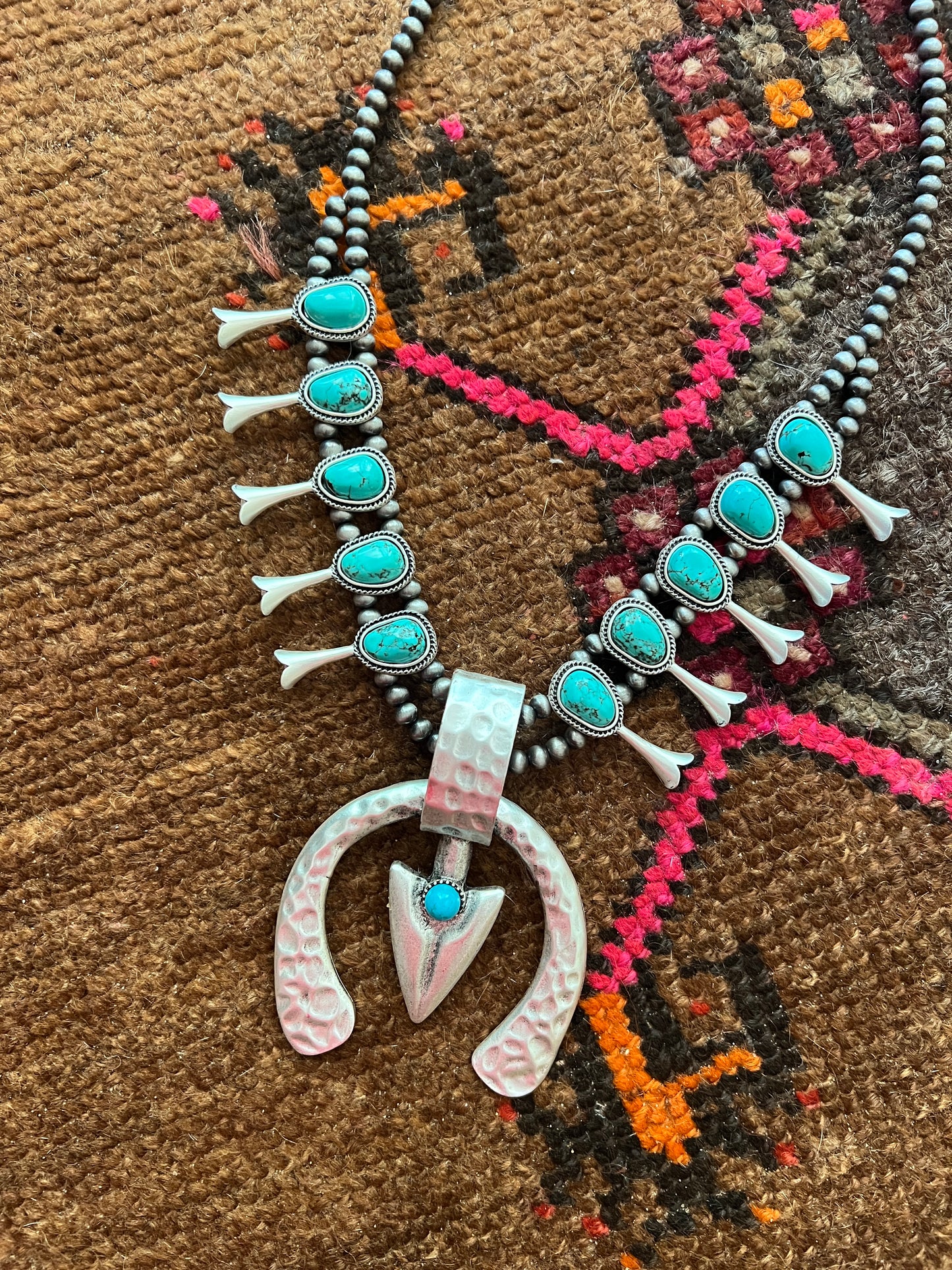 ISAC Squash Blossom Turquoise Necklace