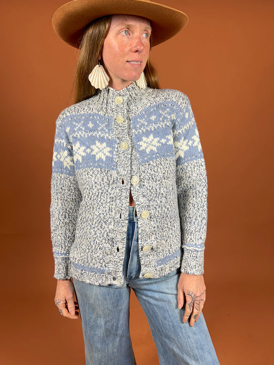 VINTAGE 70's Wool Scandal Cardigan 10-12