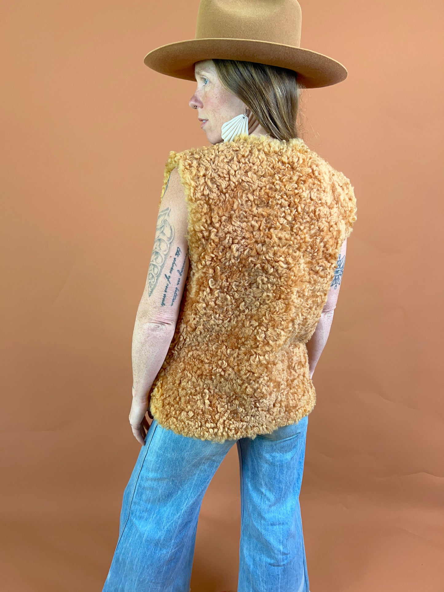 VINTAGE 70's Reversible Shearling Vest 10-12
