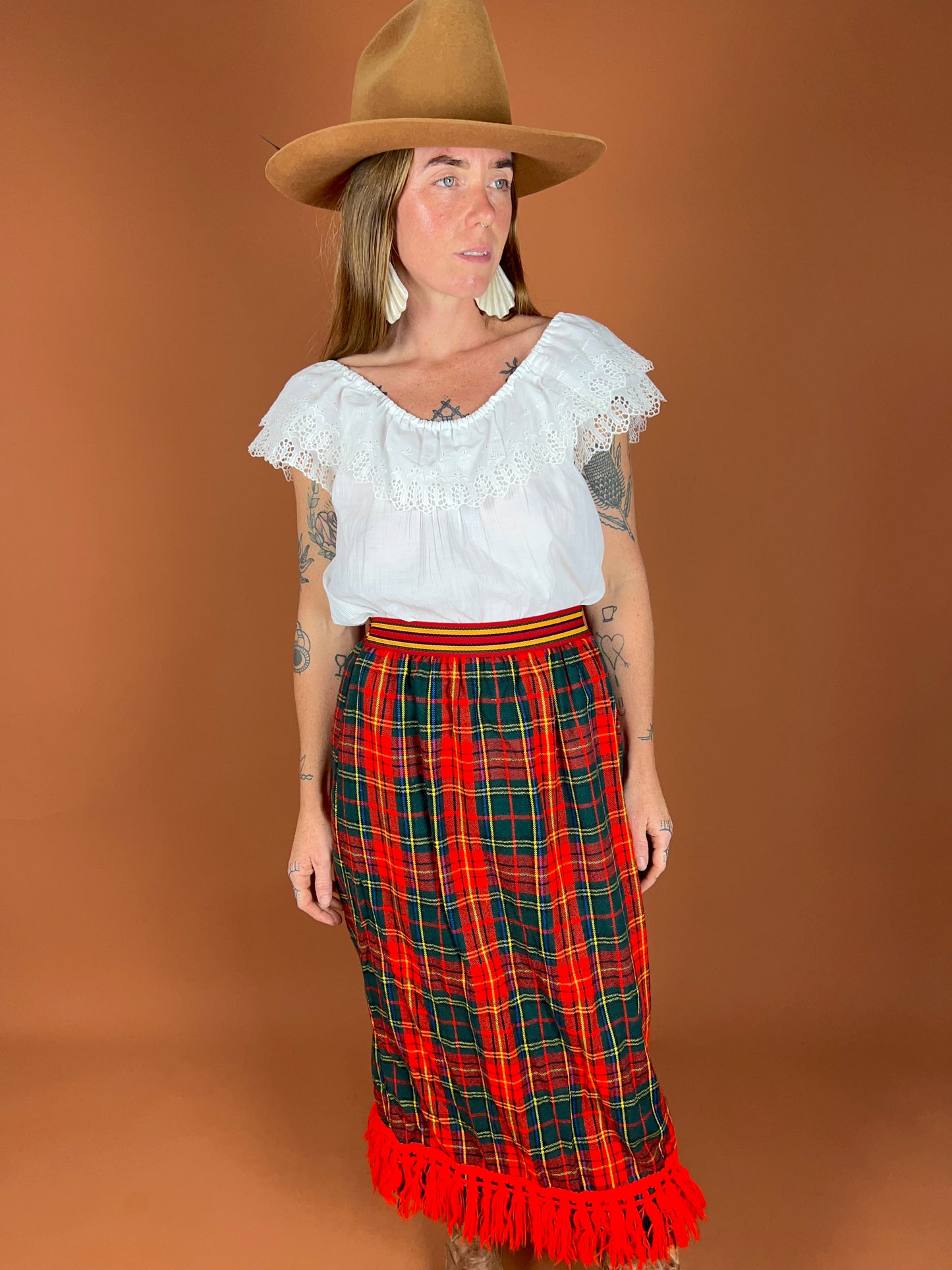 VINTAGE 60's Wool Tartan Skirt 6-12