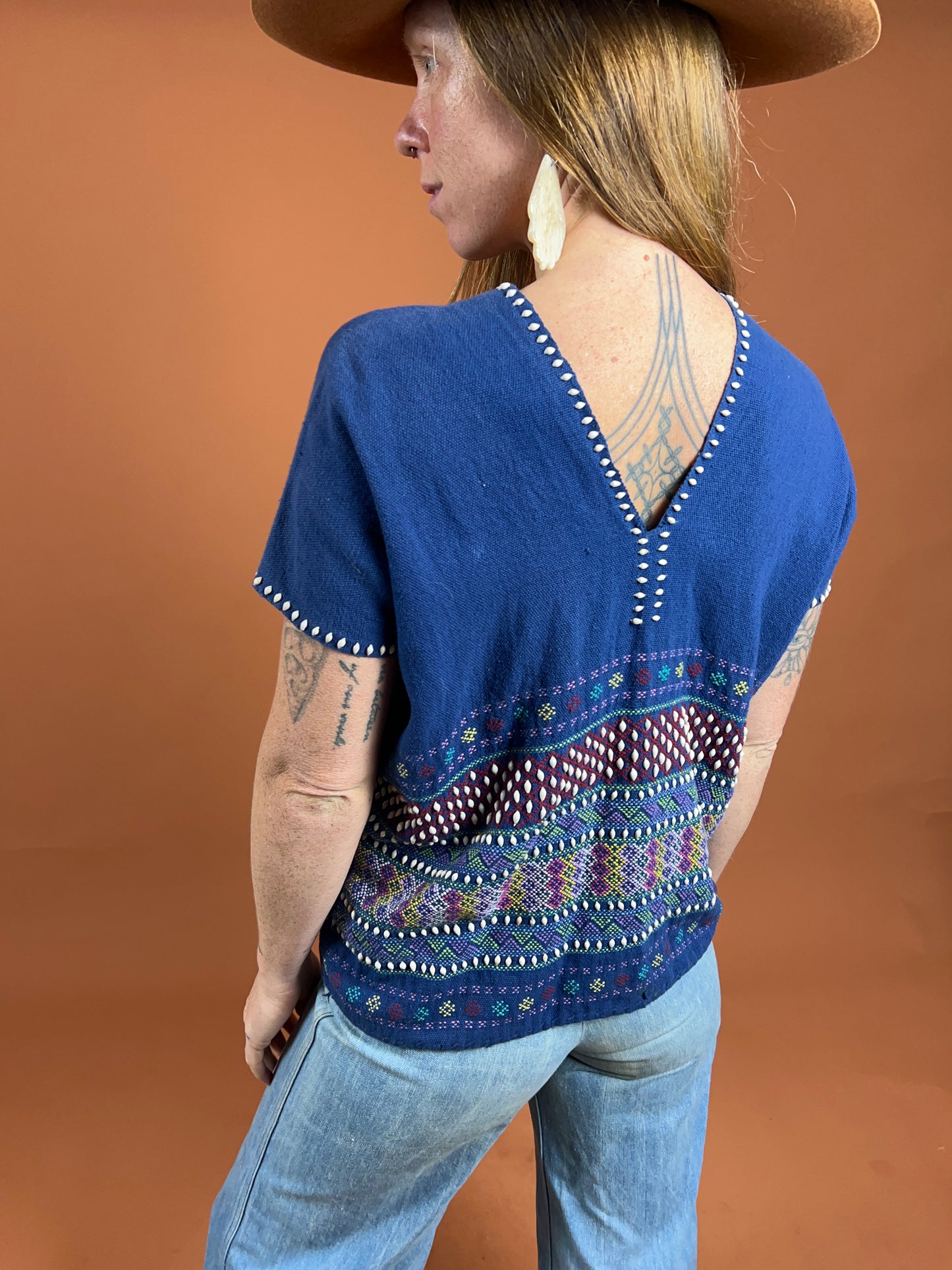 VINTAGE 70's Woven Blouse 10-12