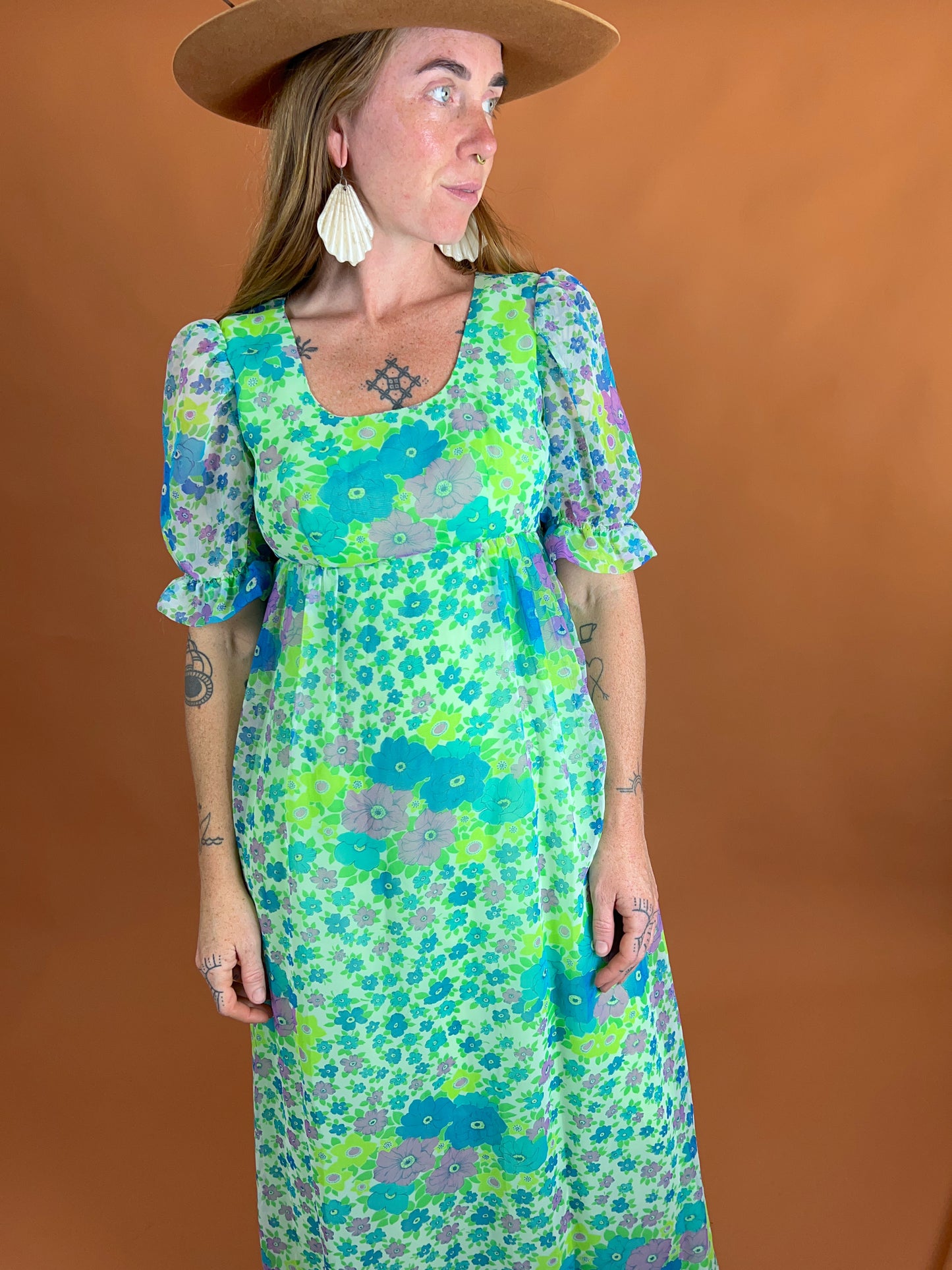 VINTAGE 60’s Floral Maxi Dress 8