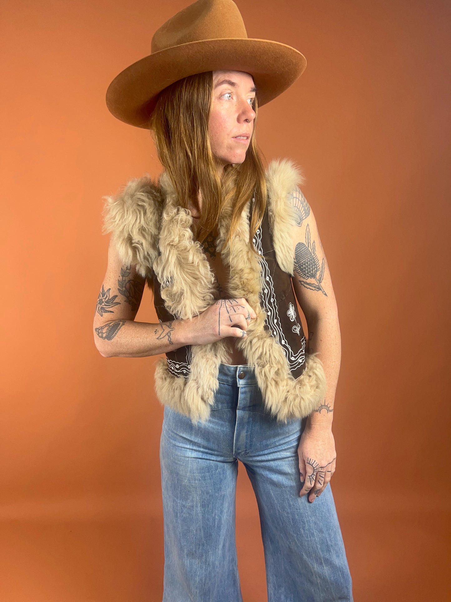 VTG 60’s Patchwork Suede Fur Vest 6