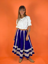 Load image into Gallery viewer, VTG Velvet + Lace Prairie Skirt 8
