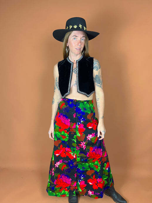 VTG 60's Floral Handmade Maxi Skirt 14