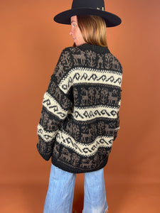 VTG 60's/70's Handmade Nordic Knit Wool Oversize Jumper 14-16