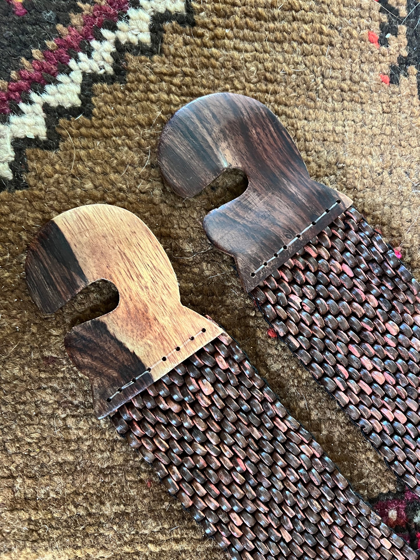 VINTAGE 70's Wooden Bead Stretch Belt 10-12