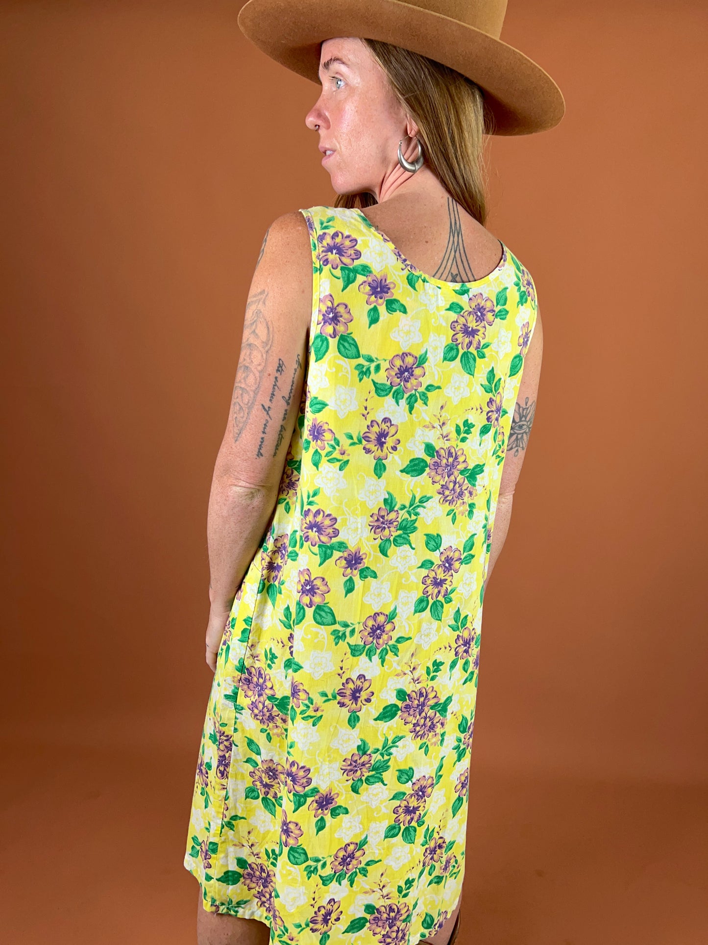 VINTAGE 80's Floral Midi Dress 12-14