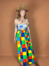 Load image into Gallery viewer, VTG 60&#39;s/70&#39;s Bright Square Printed Cotton Maxi Skirt 12-14