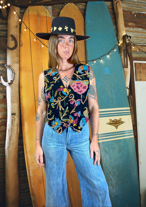 VTG 70's/80's Cotton Embroidered Vest 8-10