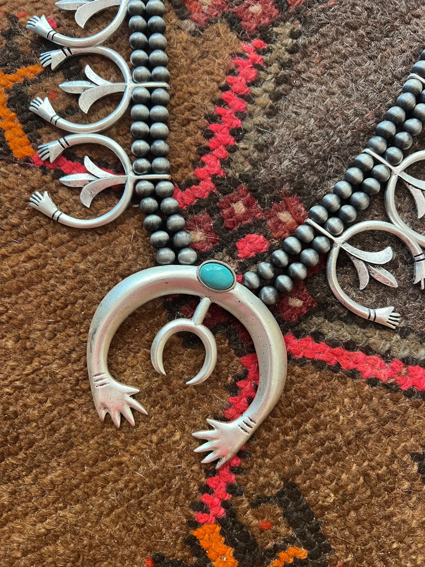 ISAC Handmade Squash Blossom Turquoise Necklace