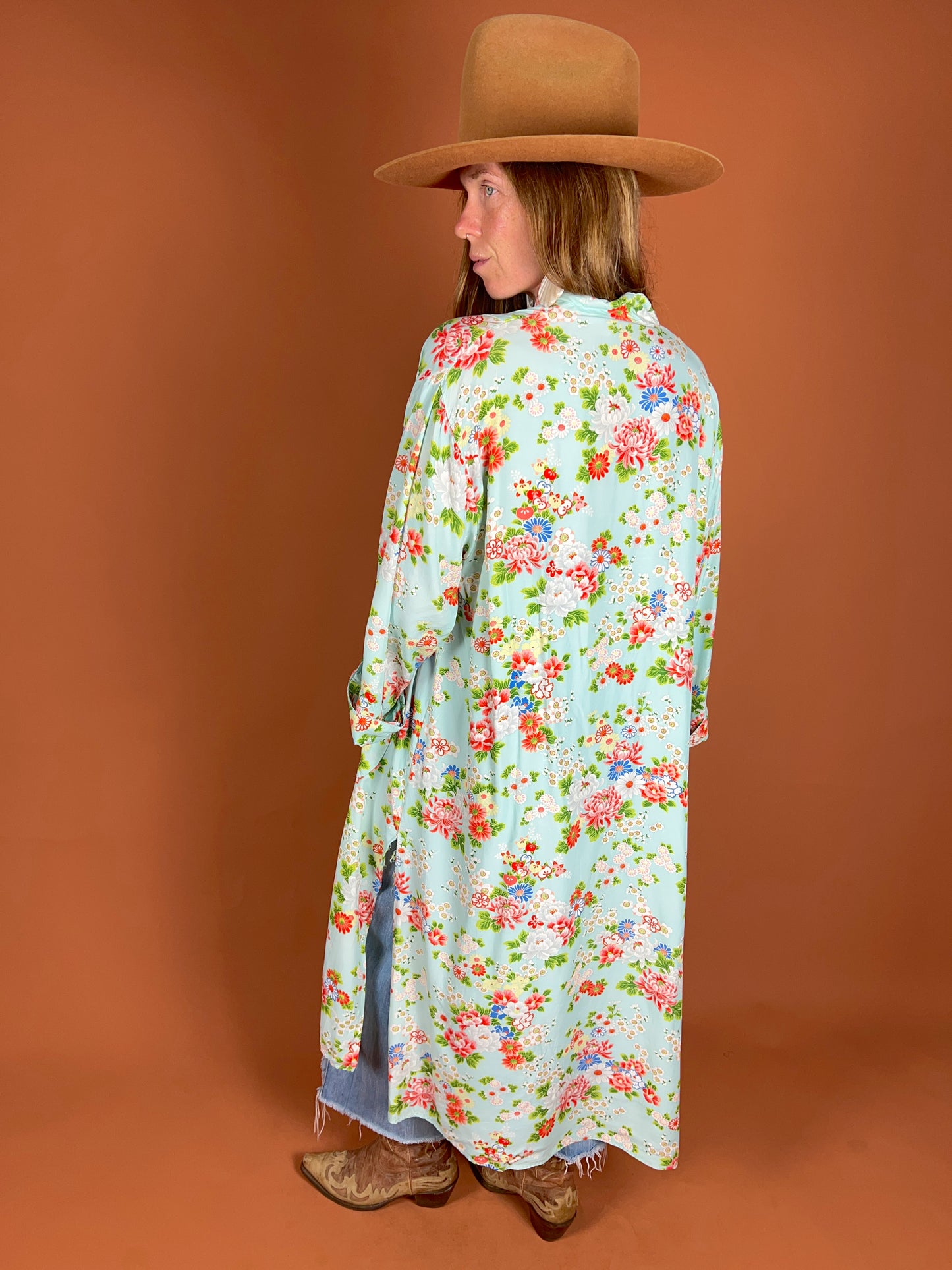 VINTAGE 70's Japanese Floral Robe OS