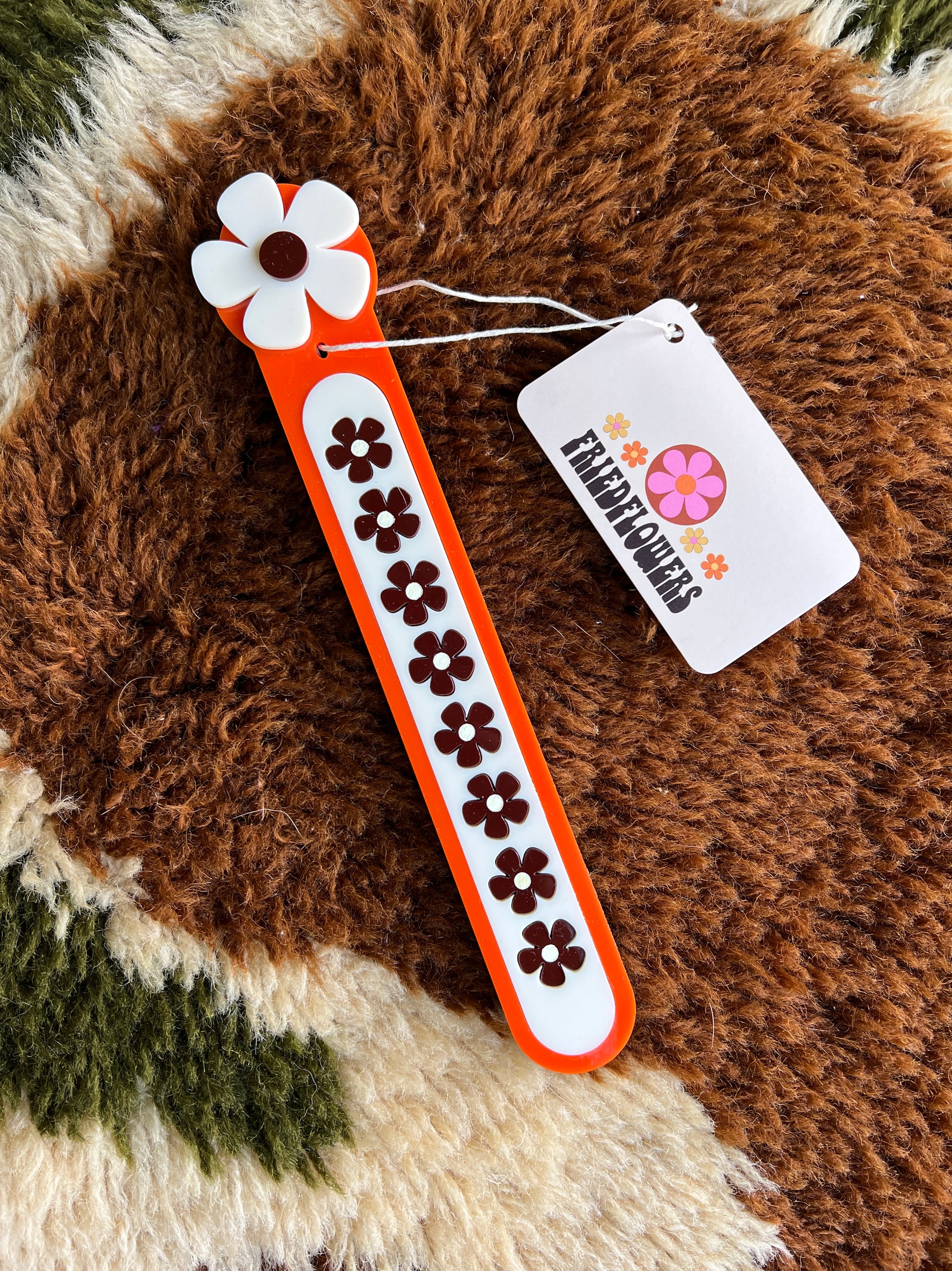 FRIED FLOWERS 1970s Lasercut Retro Groovy Flower Incense holder: Orange