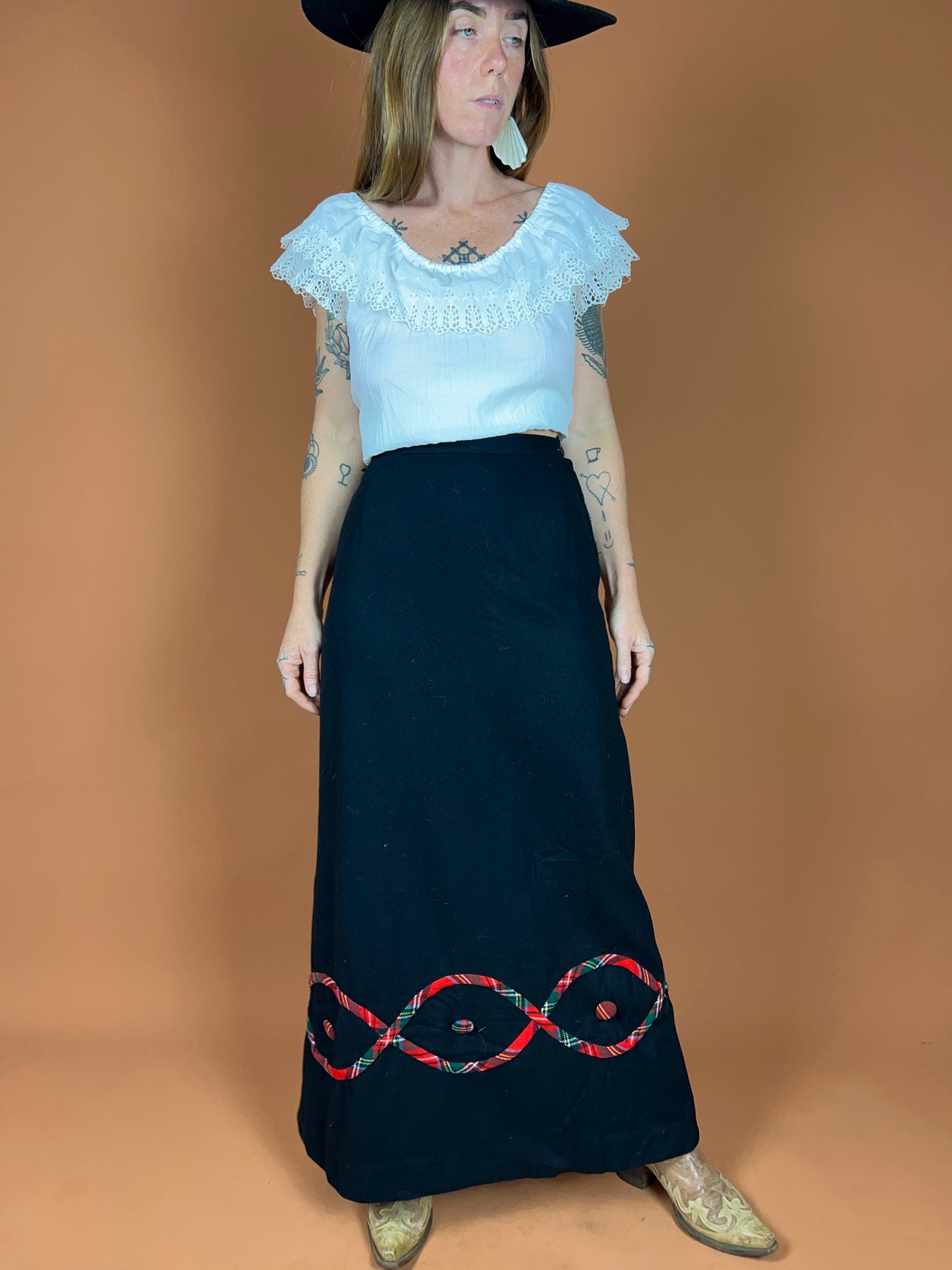 VINTAGE 60's Wool Maxi Skirt 6