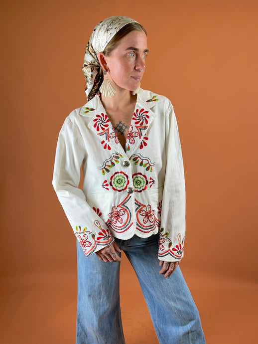 VTG 80's Flower Embroidered Jacket 12