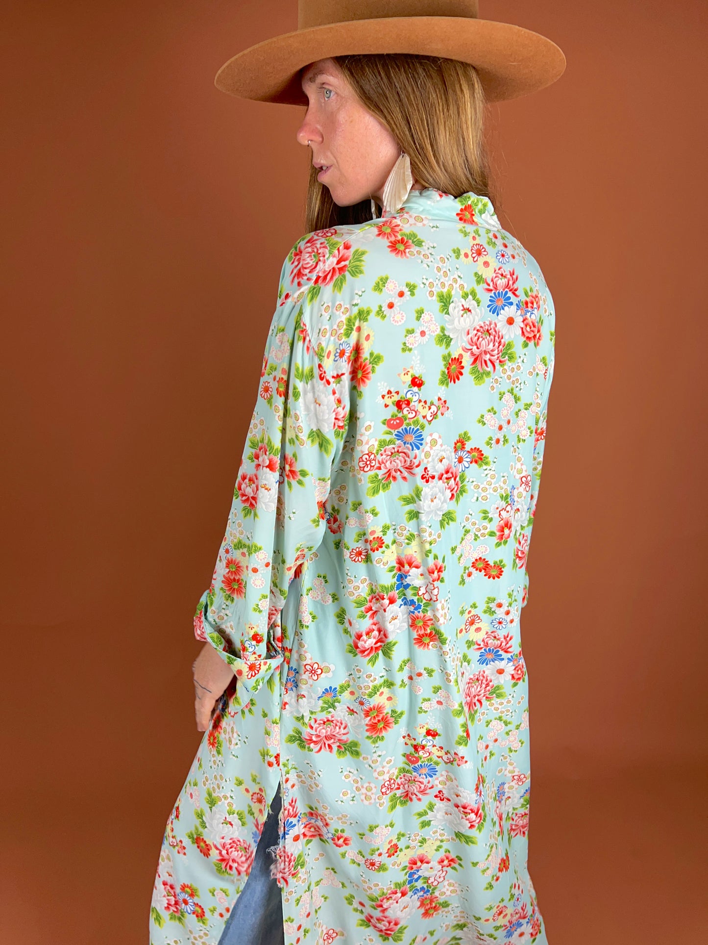 VINTAGE 70's Japanese Floral Robe OS