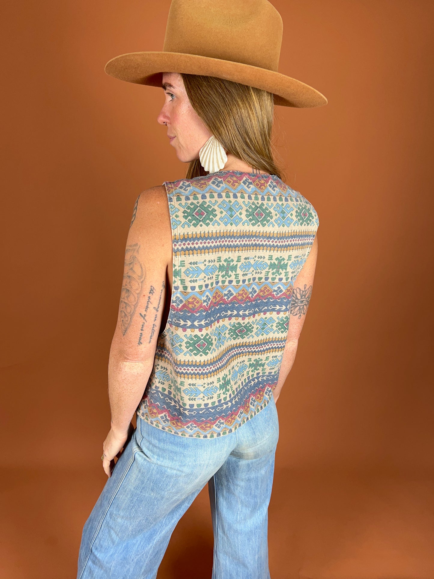 VINTAGE 70's Denim Aztec Vest 12