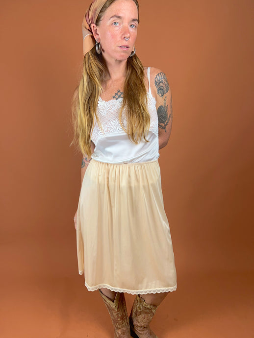 VTG 50's/60's Cream Petticoat Midi Skirt 6-14