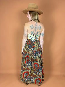 VTG 80's/90's Paisley Floral Pleated Maxi Skirt 6-8