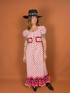 VTG 60's/70's Floral Prairie Maxi Dress 6