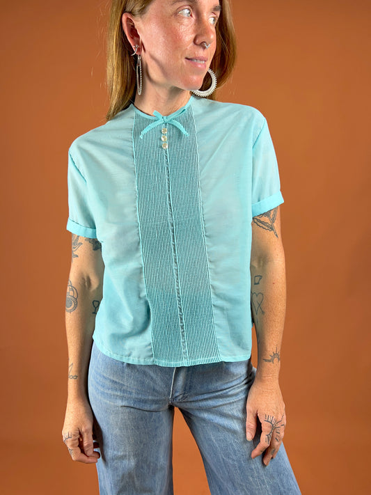 VTG 50's/60's Mini Pleat Blouse 8-10