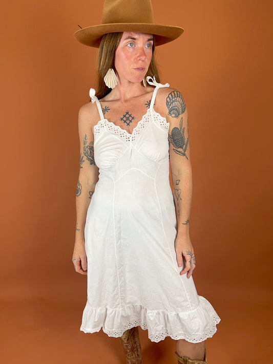 VINTAGE 60's Anglaise Midi Dress 8-10