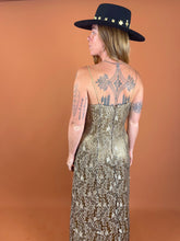 Load image into Gallery viewer, VTG 70&#39;s Golden Lace Maxi Dress 8