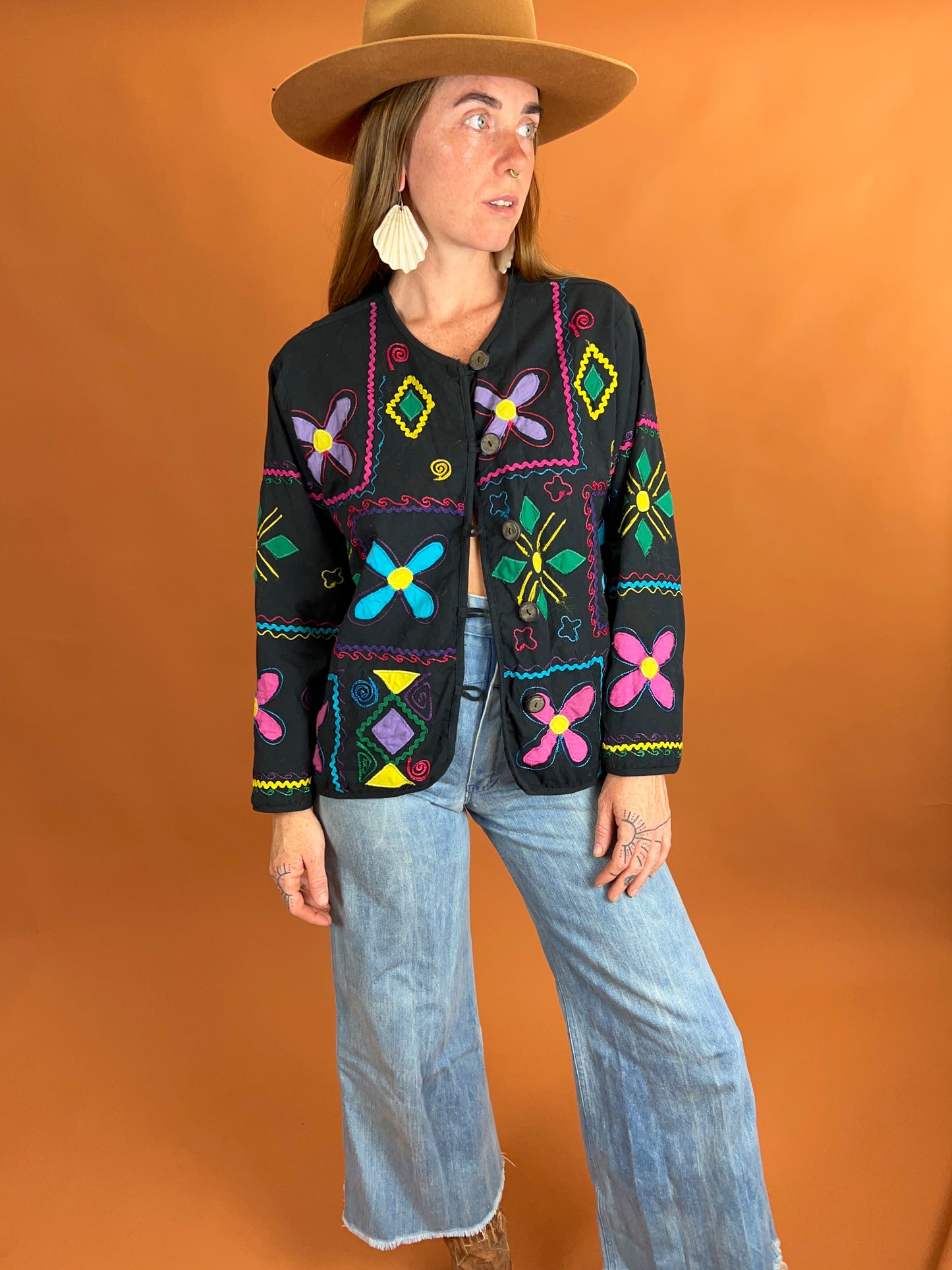 VINTAGE 80's Embroidered Lightweight Jacket 12