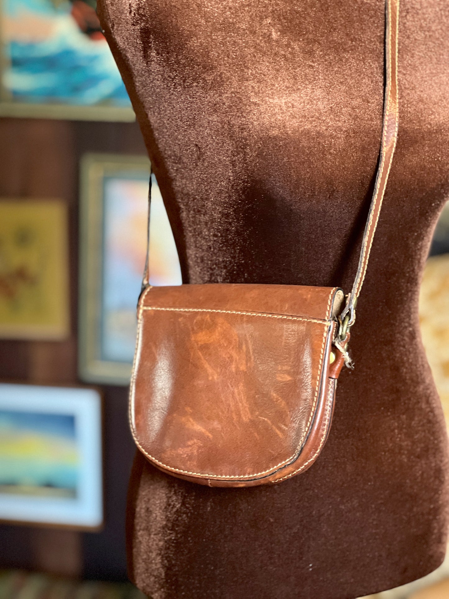 VTG 70’s Leather Two Tone Shoulder Bag