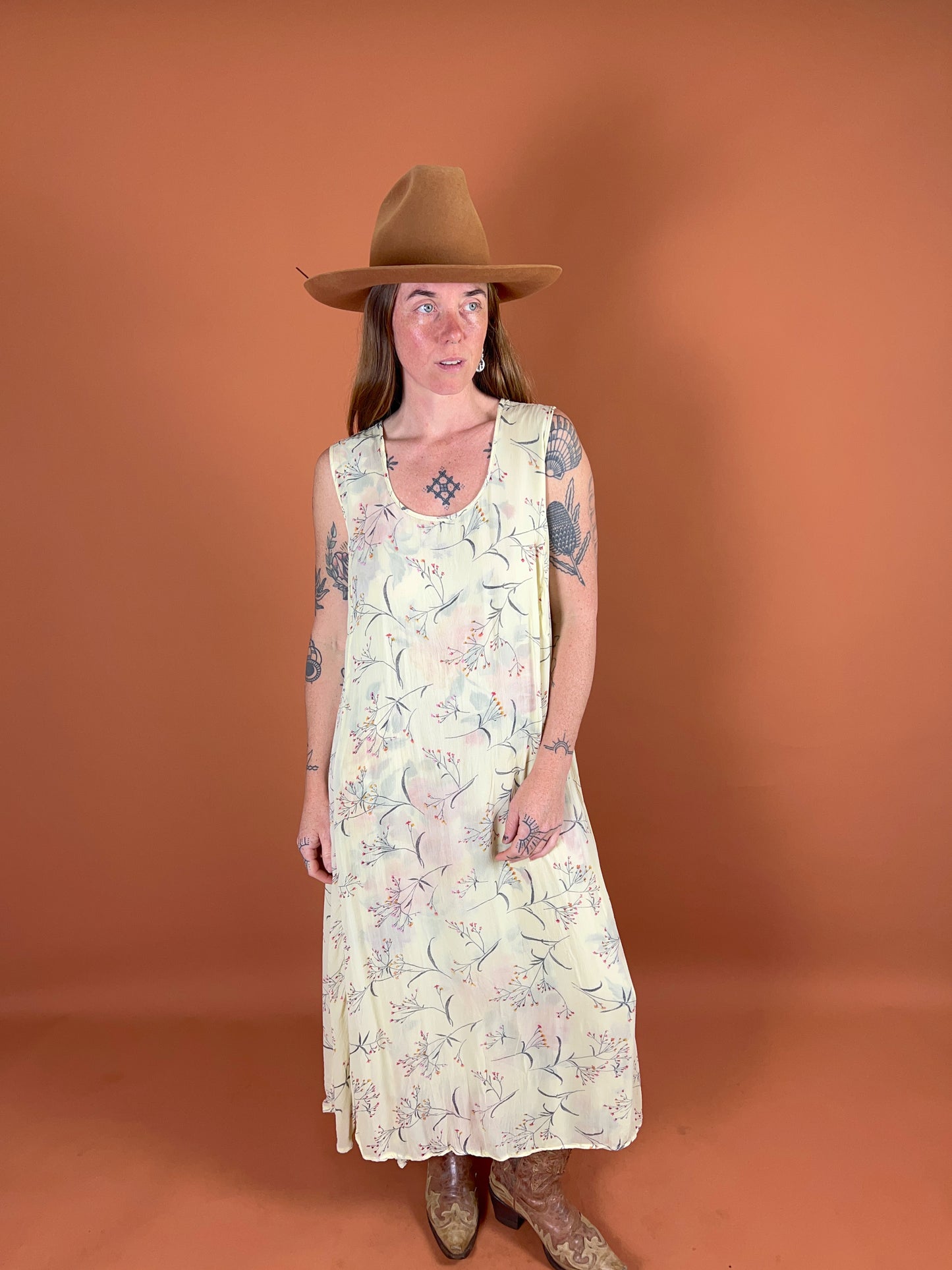 VINTAGE 90's Floral Reversible Maxi Dress 14
