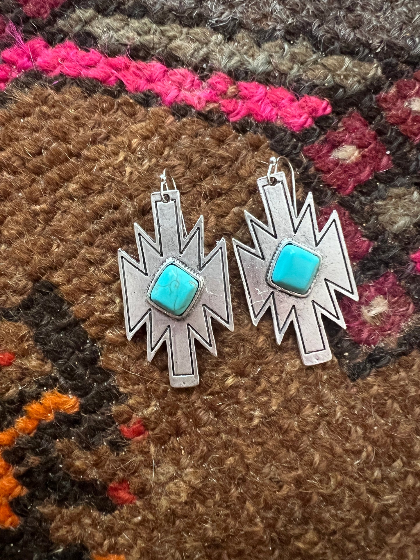 ISAC Bohemian Aztec Turquoise Earrings
