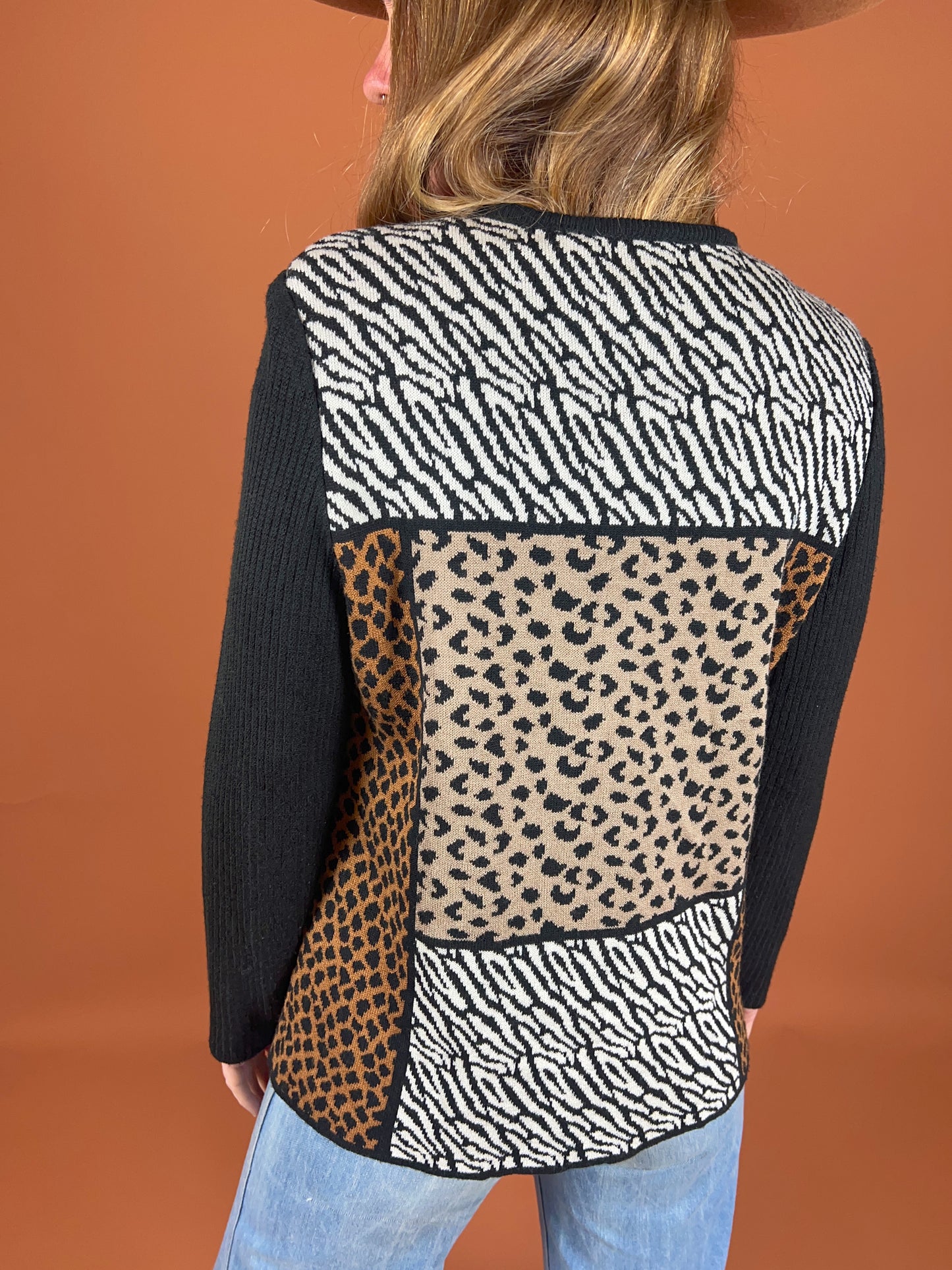 VINTAGE 70's Animal Print Cardigan 10