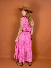 Load image into Gallery viewer, VTG 70&#39;s/80&#39;s Cotton Anglaise One Shoulder Maxi Dress 12-14
