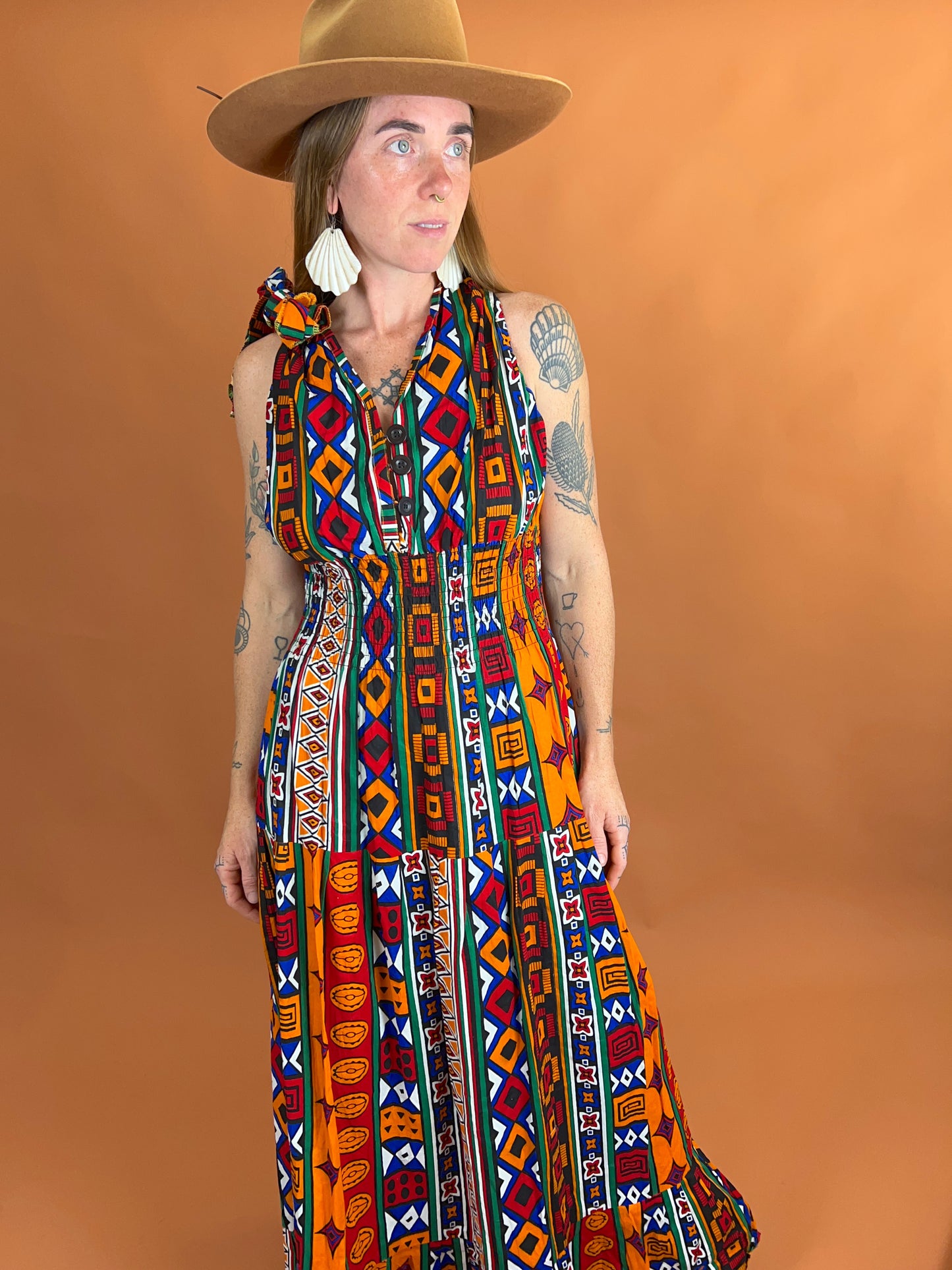 VINTAGE 70’s/80’s Cotton Maxi Dress OS