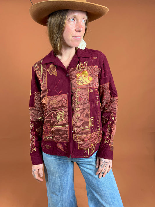 VINTAGE 80's Patchwork Jacket 8-10