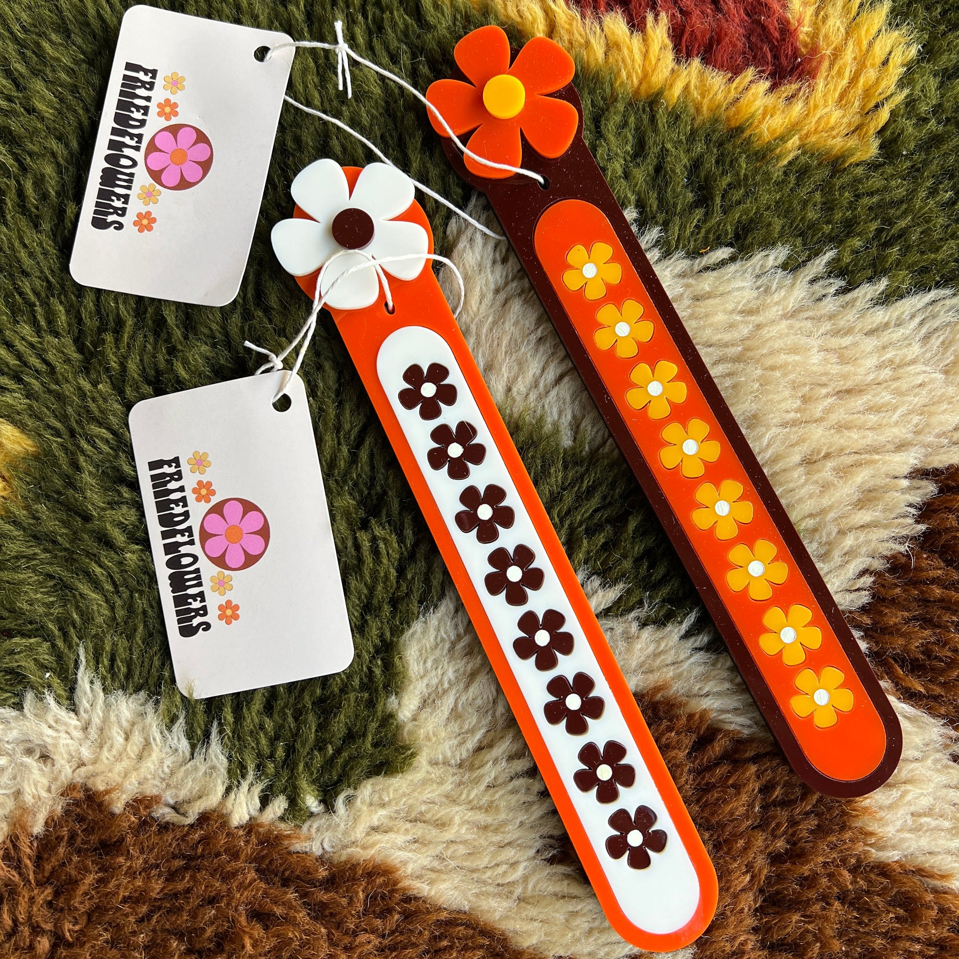 FRIED FLOWERS 1970s Lasercut Retro Groovy Flower Incense holder: Orange