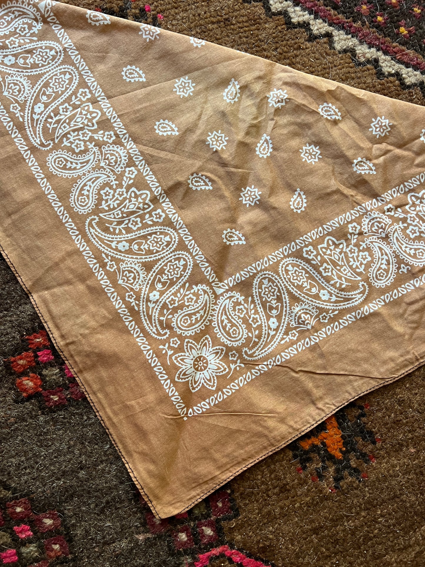 BOOTS ARE MY ROOTS Hand Dyed Light Brown Bandana