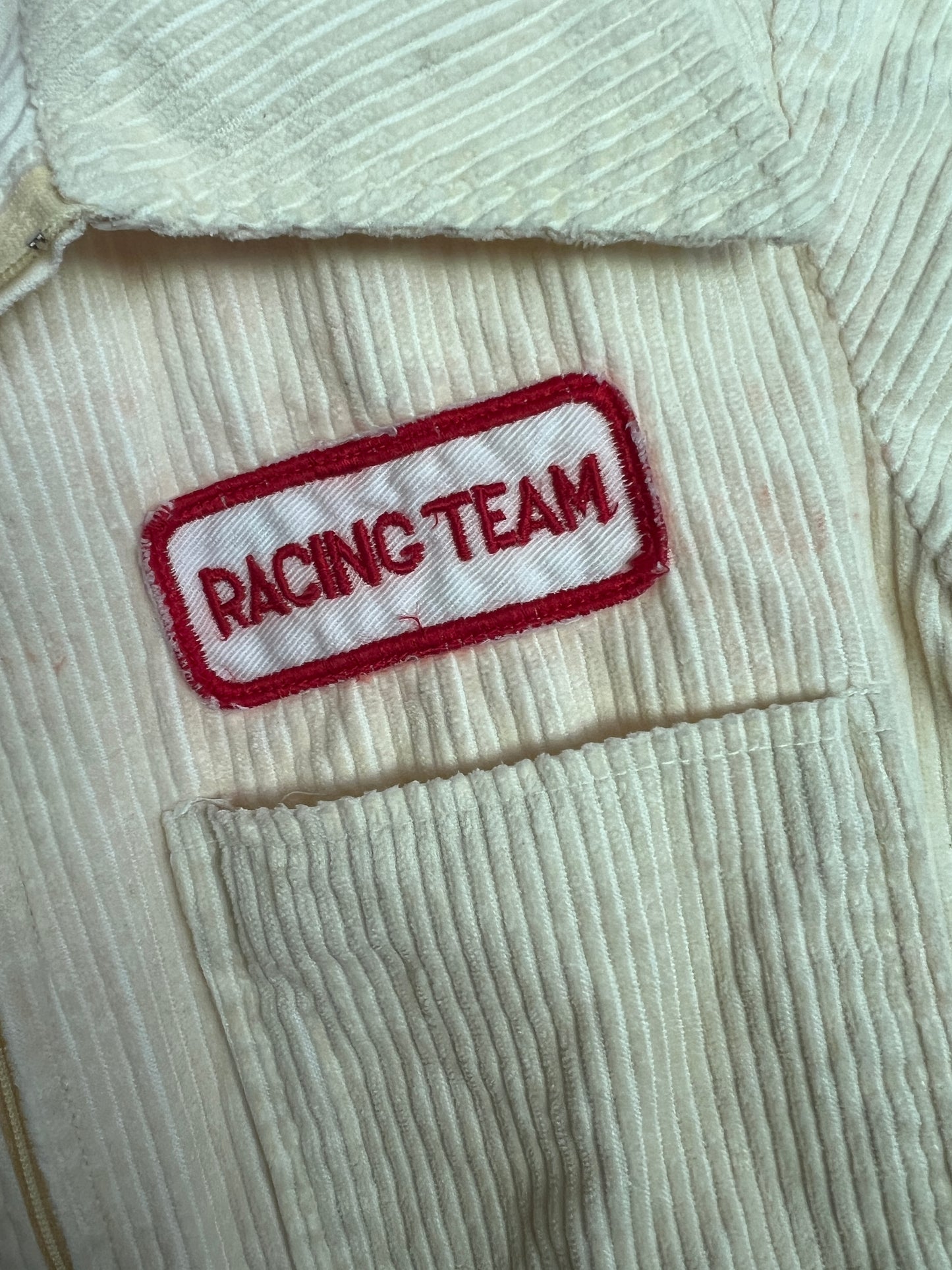 VINTAGE 70's Mobil Cream Cord Cotton Coveralls 6-8