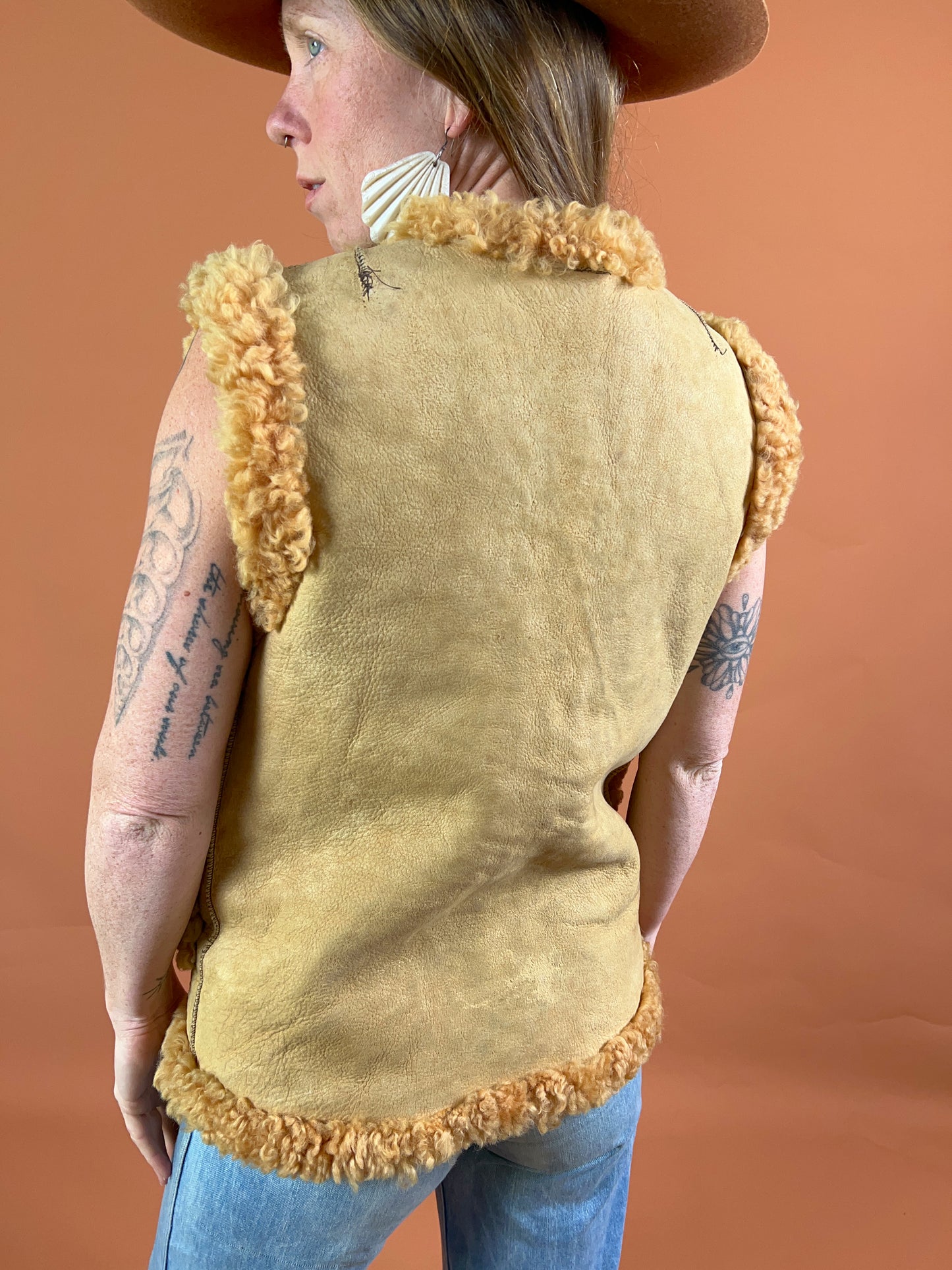 VINTAGE 70's Reversible Shearling Vest 10-12