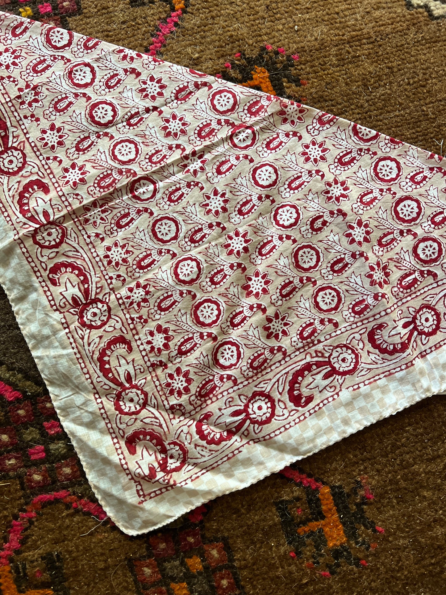 BOOTS ARE MY ROOTS Hand Dyed Light Brown Floral Paisley Bandana
