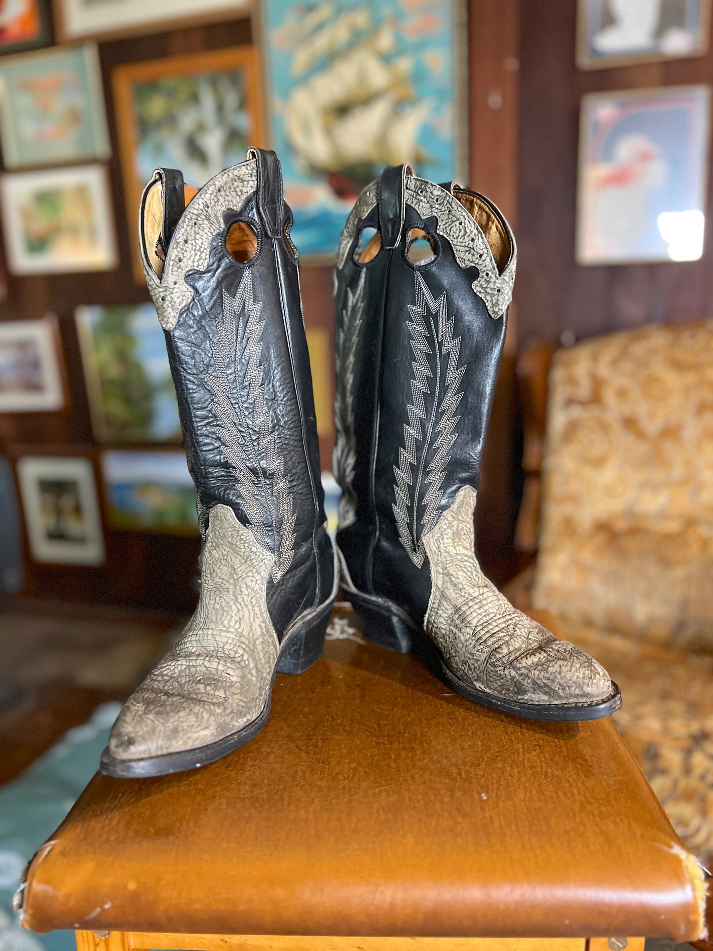 VINTAGE Two Tone Cowboy Boots 7.5/38
