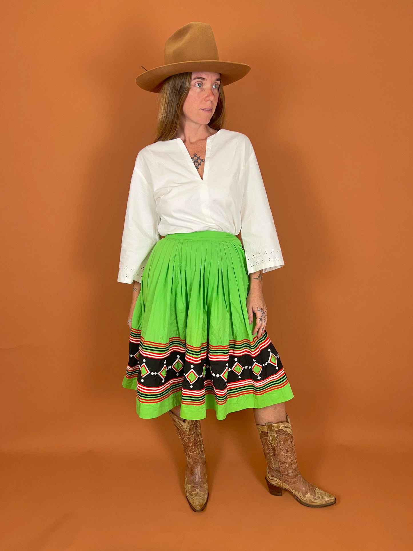 VINTAGE 50's Seminole Midi Skirt 4-6