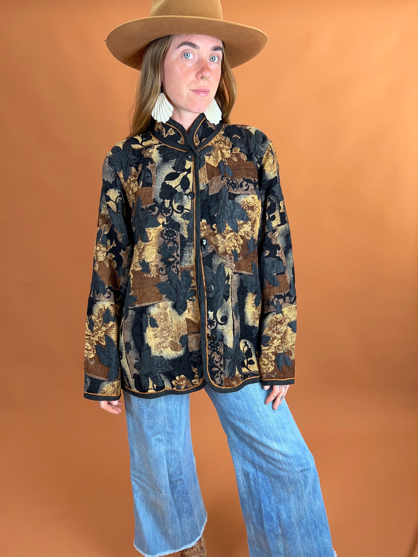 VINTAGE 80's Brocade Reversible Jacket 14-16