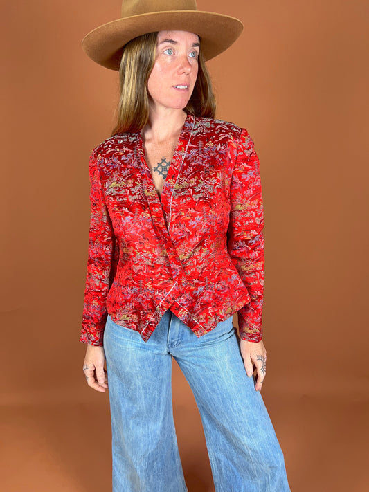VINTAGE 70s Silk Jacket 12