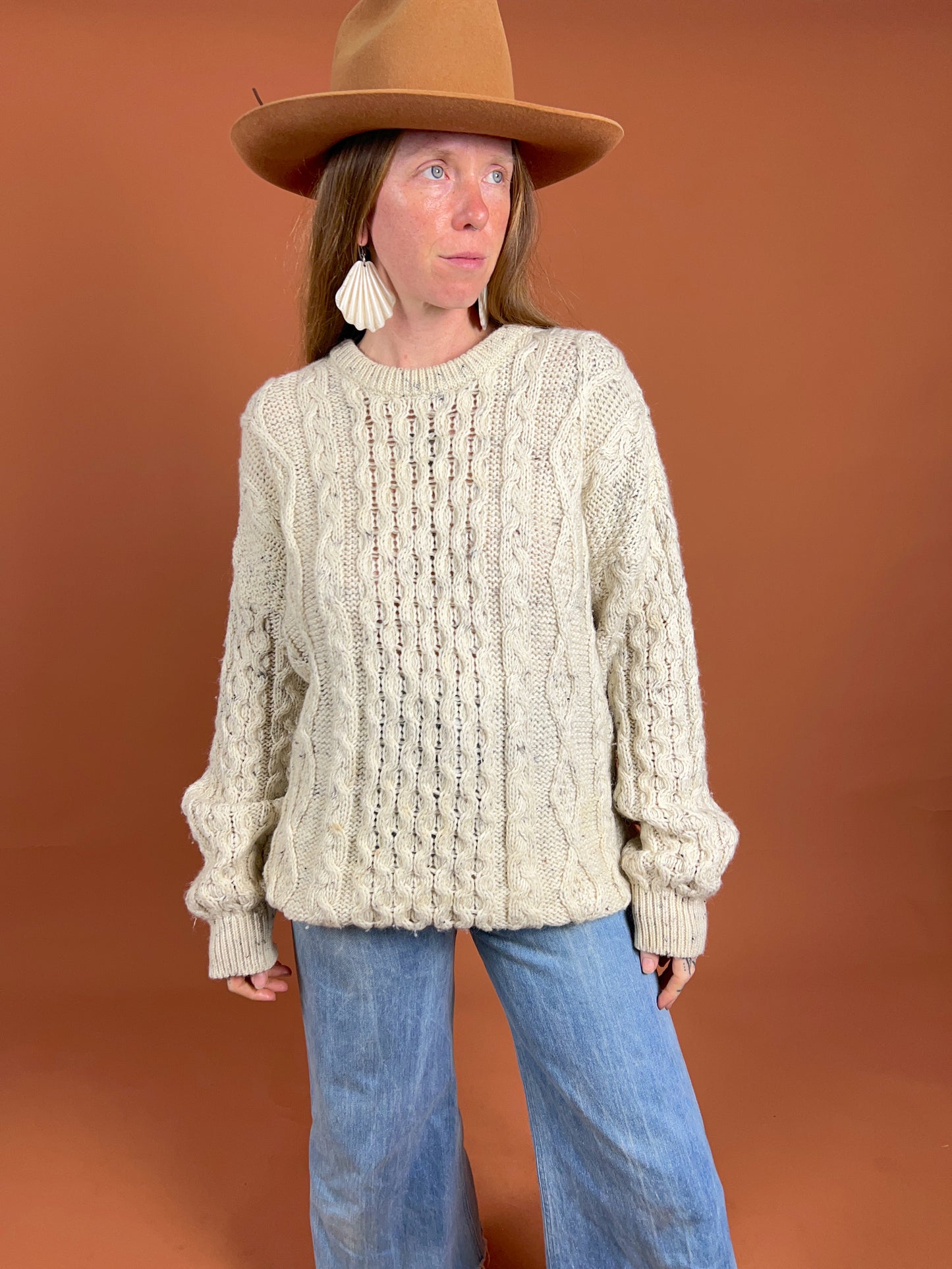 VINTAGE 70's Irish Fishermans Knit Jumper 16