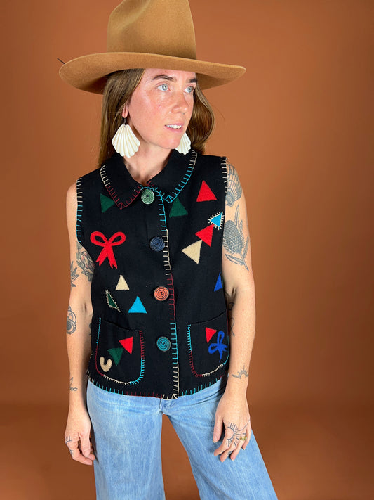 VINTAGE 70's Blanket Stitch Vest 14