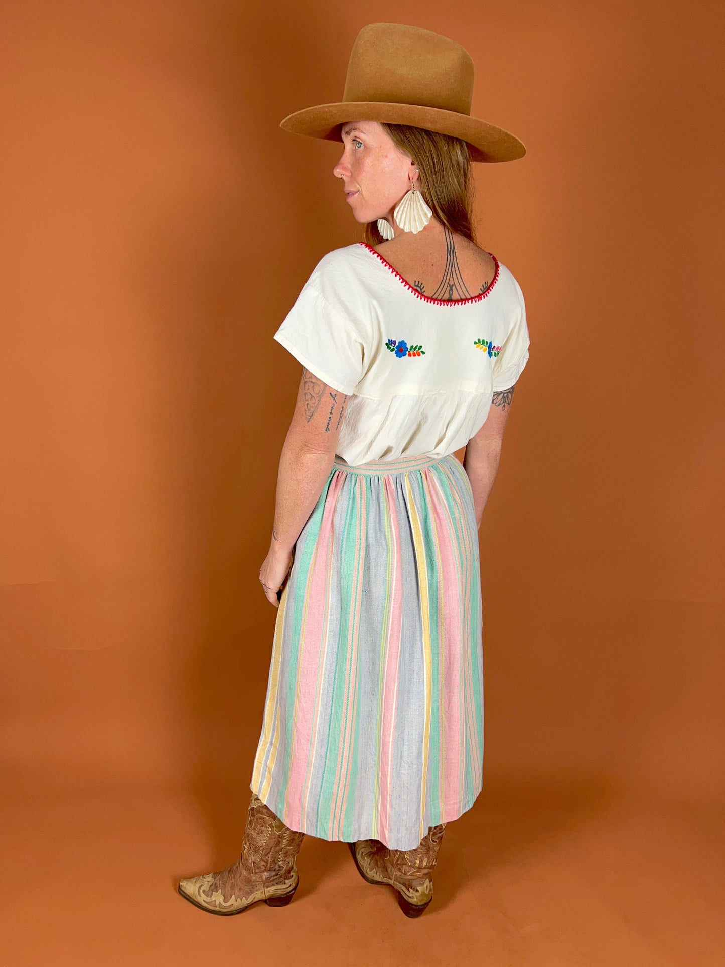 VINTAGE 60's Woven Cotton Maxi Skirt 8