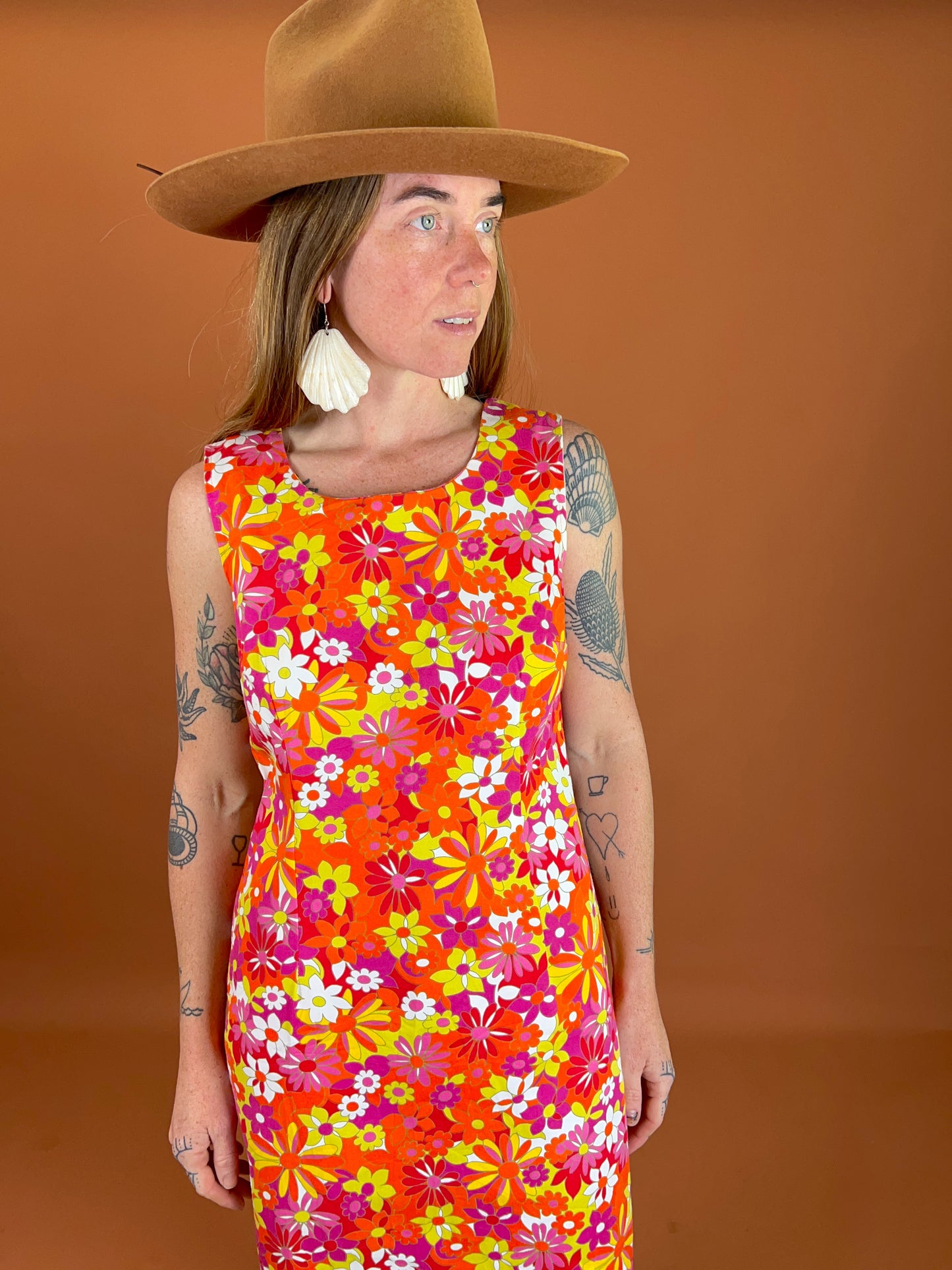 VINTAGE 80's/90's Floral Cotton Mini Dress 10